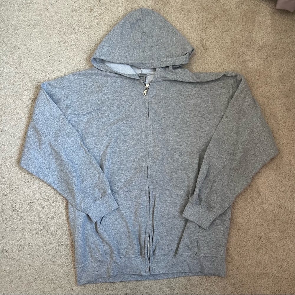 Gildan grey zip up hoodie